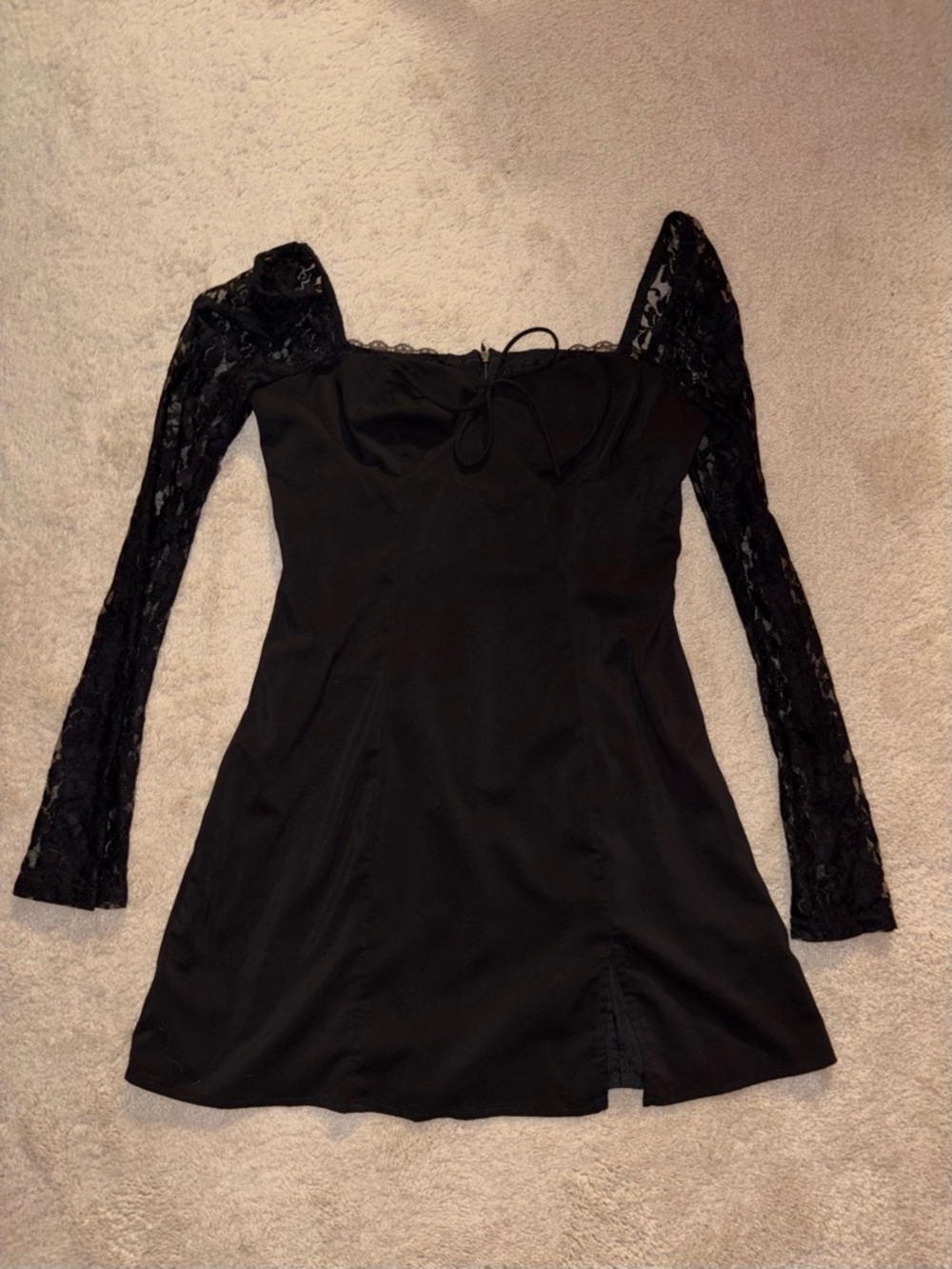 Black Lace-Sleeve Mini Dress - Women